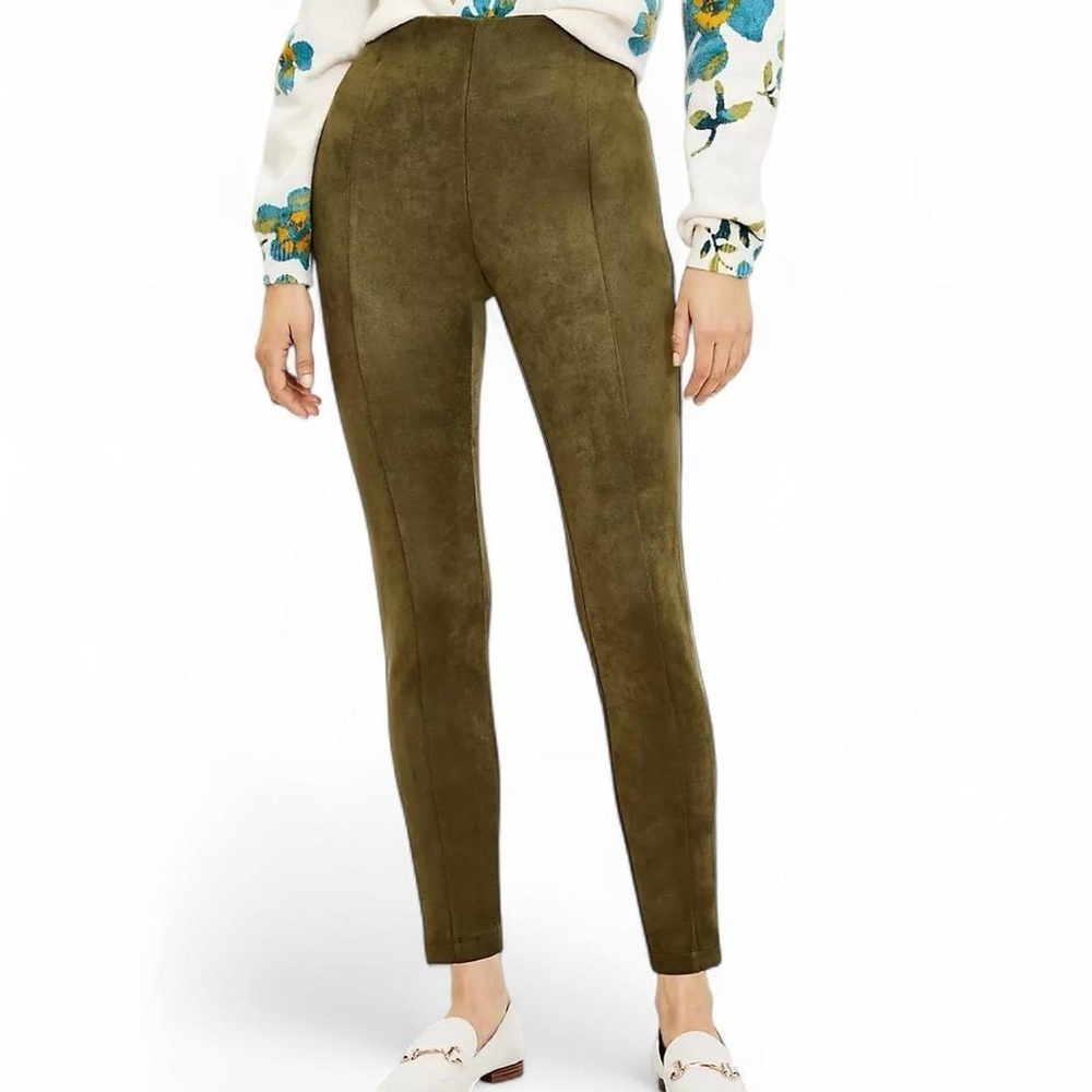 LOFT Olive Faux Suede Dress Pants | Leggings | Small